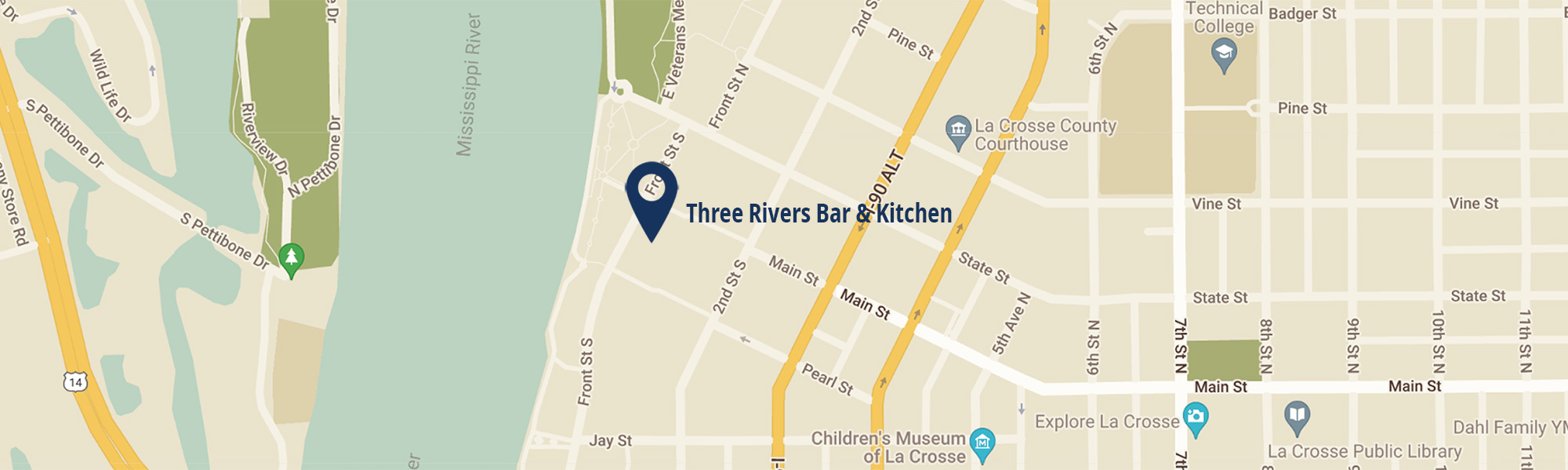 Map to Three Rivers Bar & Kitchen - Click for directions.